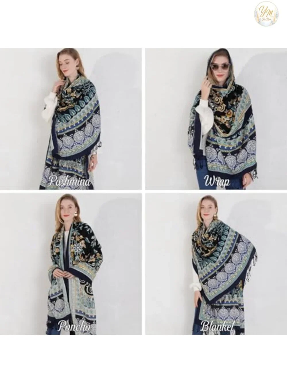 100% Merino Wool Extra Large Pashmina Shawl for Women, Oversized Wrap